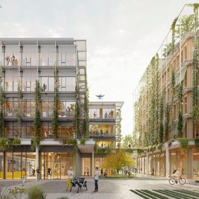 Visualisierung der Gebäude, die für die ETH-Zürich-Zweigstelle in Heilbronn errichtet werden sollen. (Bild: ETH Zürich)