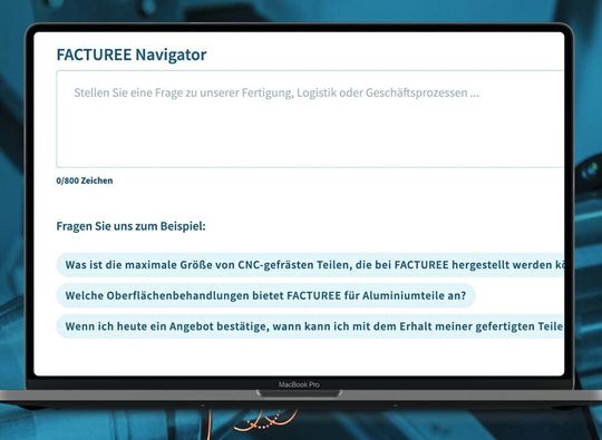 Facturee bringe den ersten fachspezifischen KI-Assistenten für die Beschaffung von Bauteilen auf den Markt. Das Bild zeigt den Navigator 1.0. (Bild:  Facturee)