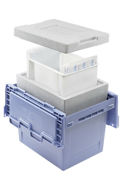 Bito bietet stabile Mehrwegbehälter mit Thermo-Isolier-Set. Damit sind die Waren während des Transports gegen äußere Beschädigungen, Lichteinfall und Temperaturein?üsse geschützt. (Bild: Bito)