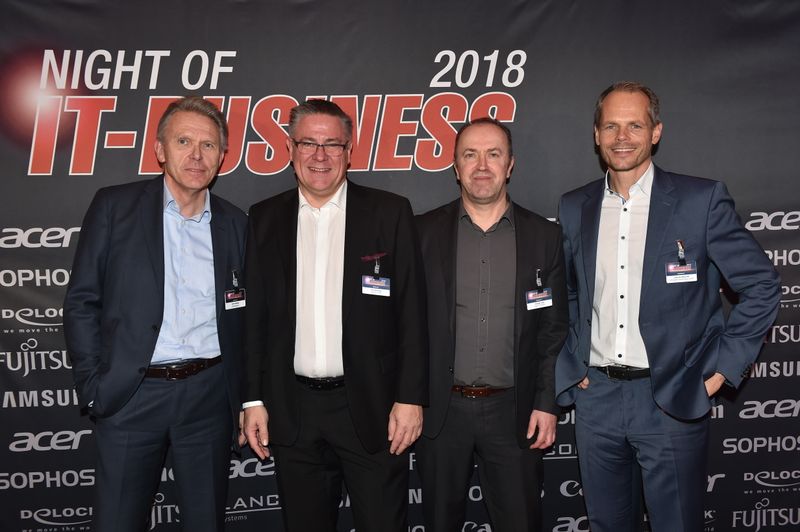(v. l.) Erik Walter, Infinigate, Udo Schillings, acmeo, Michael Hase, IT-BUSINESS, und Andreas Bechtold, Infinigate. (Bild: Hannes Magerstädt)