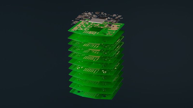 Explosionsdarstellung Leiterplatte – Altair SimSolid wird Ingenieure in die Lage versetzen, die Komplexität von Leiterplatten und ICs ohne Vereinfachung zu handhaben und zu simulieren. (Bild: Altair Engineering GmbH)