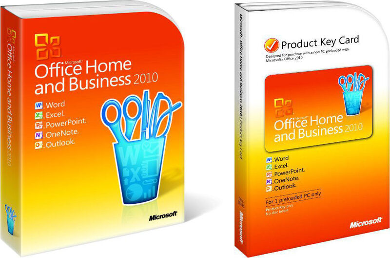 Die Basis-Version Microsoft Office 2010 Home and Business kostet 379 Euro als Boxed Software mit Handbuch (l.), die Product Card dagegen nur 249 Euro, denn die Verpackung (r.) enthält nur den Freischaltcode. Die Software besorgt sich der Kunde im Internet. (Archiv: Vogel Business Media)