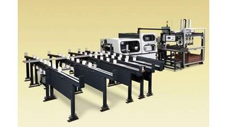 Mit der automatischen Sägeanlage können Aluminium-Vollprofile bis zu einem Durchmesser von 210 mm oder bis 210 mm × 320 mm gesägt und die Abschnitte in Boxen abgelegt werden. (Archiv: Vogel Business Media)