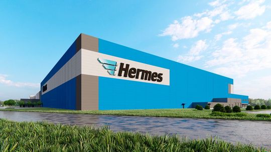 Hermes Fulfilment braucht ein aktionsfähigeres Netzwerk aus Versandzentren. Dieses hier wird Ende 2023 im polnischen Ilowa den Betrieb aufnehmen. Vor Kurzem war Spatenstich. Doch das ist noch nicht alles...(Bild:  Hermes)