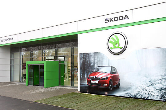 Ein besonderer Blickfang des neuen Skoda-Markenbilds ist das neue, dreidimensionale Logo. (Foto: Maltzan)
