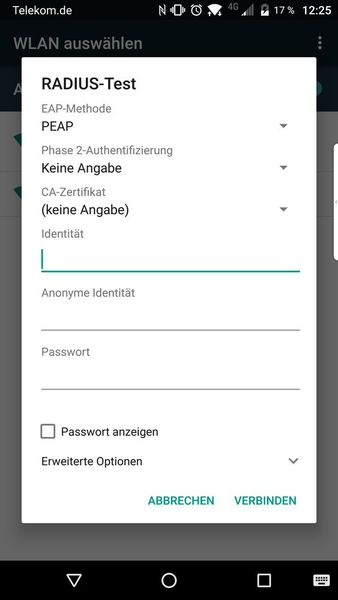 Auf mobilen Geräten (hier Android) sehen Nutzer einen Dialog, mit dem sie sich anmelden können. Eine Warnung wegen des Zertifikats hatten wir nicht gesehen. (Bild: VBM)