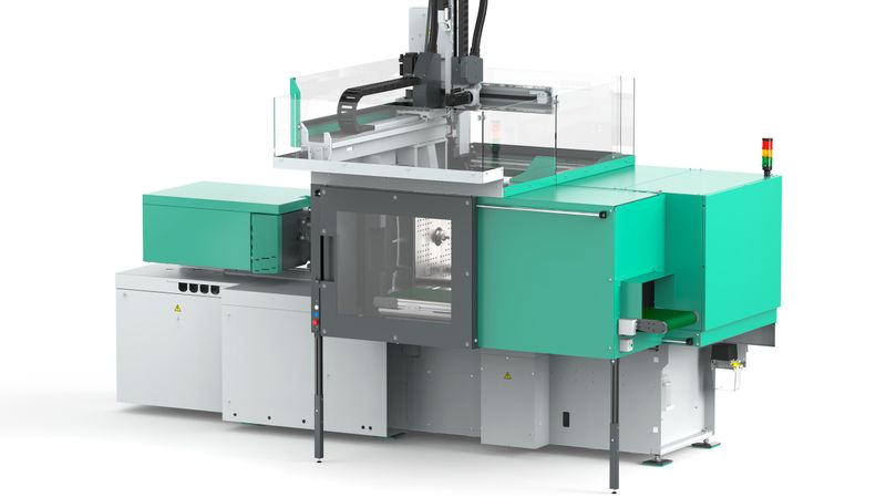 Der neue Standard von Arburg: Auf der Fakuma 2026 fertigt ein elektrischer Allrounder 1800 e Trend automatisiert LSR-Verschlüsse.(Bild:  Arburg)