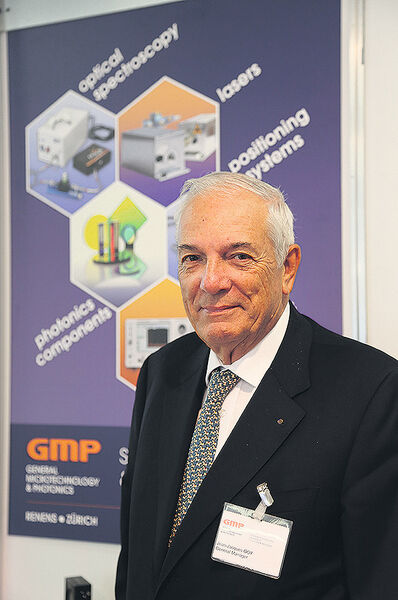 «GMP est leader dans le conseil et la distribution de composants d'optique technique», Jean-Jacques Goy, directeur de GMP SA. (Photo prise sur le stand GMP à Sindex 2014) (Image: MSM / JR Gonthier)
