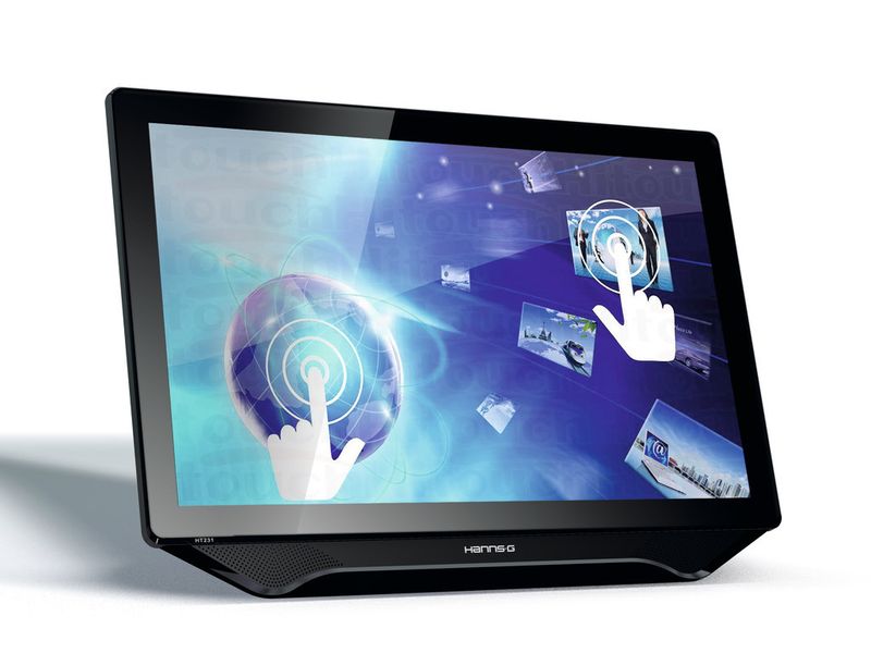 Hannspree bietet den 23-Zoll-Touch-Monitor HT231HPB für 219 Euro im Bundle mit einer kleinen Android-Box an. (Bild: Hannspree)