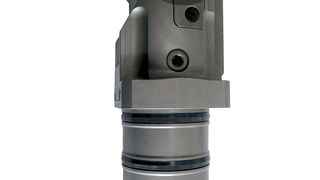 Das ist der neue hydraulische Kompaktspanner aus dem Hause Roemheld. Er punktet bei der Werkstückspannung für Zerspanungsoperationen mit einem vertikalen Hub und damit, dass das direkte Spannen jetzt in kleinsten geschlossenen Taschen, Nuten und Aussparungen klappt ... (Bild: Roemheld)