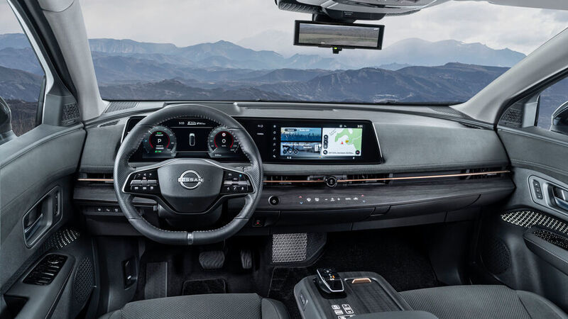 Nissans Designer haben das Cockpit recht minimalistisch eingekleidet und betont horizontal ausgerichtet. (Sebastien Mauroy/Nissan)