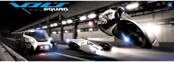 Die Volt Squad von General Motors: besteht aus drei Fahrzeugen mit unterschiedlichen Aufgaben (Bild: General Motors Advanced Design California)