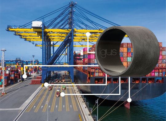 Wenn schwere Lasten schmierfrei gelagert werden sollen, so verweist Igus auf den neuen, per Wickeltechnik gefertigten Faserverbund-Kunststoff Igutex TX3. Der Werkstoff halte selbst dann noch aus, wenn andere Thermoplaste versagten.(Bild:  Igus)