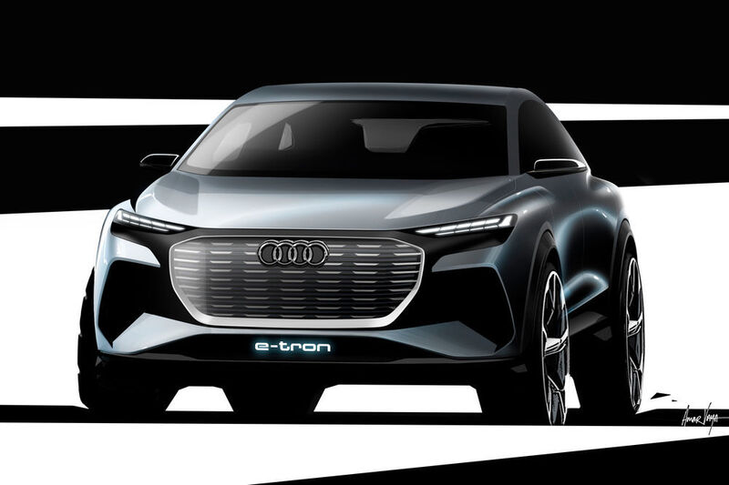 Audi gibt auf dem Gensfer Autosalon einen Ausblick auf sein Elektro-SUV. (Audi)