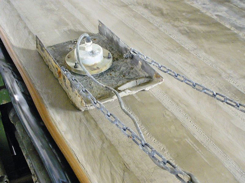 Erfassung der Feuchte von REA-Gips auf einem Förderband. (Bild: Mütec)