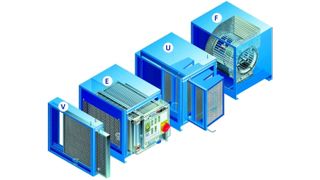 Vorfilter-, Elektrofilter-, Universalfilter- und Ventilatoreinheit werden beim Multitron Premium zu einer individuellen Filterkombination zusammengestellt. Bild: GEA Delbag Lufttechnik (Archiv: Vogel Business Media)