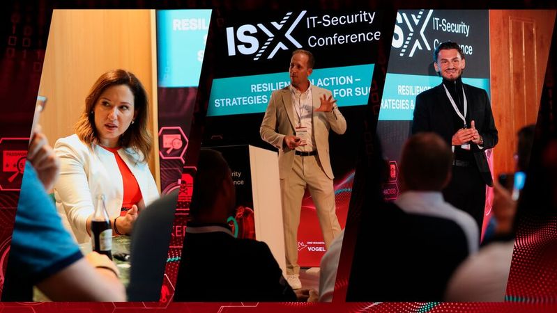 Waren 2025 Speaker bei der ISX (v.l.n.r.): Georgia Voudoulaki beim Think Tank, Lukas Wagner und Leonard Bunjaku bei ihren Vorträgen(Bild:  Vogel IT-Akademie)