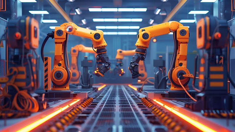 Eine neue Studie zur Produktion der Zukunft von Visual Components zeigt: Die Produktionsbranche sieht einen hohen Automatisierungsgrad und nachhaltige Prozesse als entscheidend für die Wettbewerbsfähigkeit an. (Bild:  © Thanadon88/stock.adobe.com - generiert mit KI)