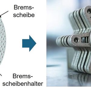 In der Vergleichsstudie erfolgte die wirtschaftliche Bewertung von Metal-SLS anhand von 1.000 Fahrradbremsscheibenhaltern, einem klassischen Bauteil für die Klein- bis Mittelserienfertigung.(Bild:  Fraunhofer IAPT)