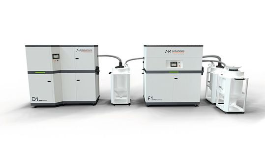 Vollständig automatisiert: Beim 3D-Druck sorgen integrierte Pulveraufbereitung sowie Nachbearbeitung der gedruckten Polymerbauteile für skalierbare Produktion vom Einzelstück bis zur Serie.(Bild:  Rösler)