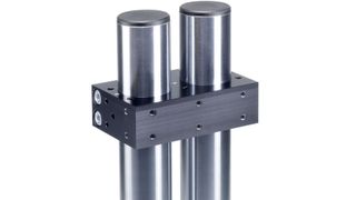 Die Verstelleinheit VEH (unten) ermöglicht eine schnelle und präzise Feineinstellung von Handlingsystemen in zwei linearen und einer rotativen Ausgleichsrichtung. Mithilfe der Aufbauplatte APDA (oben) können Komponenten direkt oberhalb von bestehenden Säulen montiert werden. (Bild: Schunk)