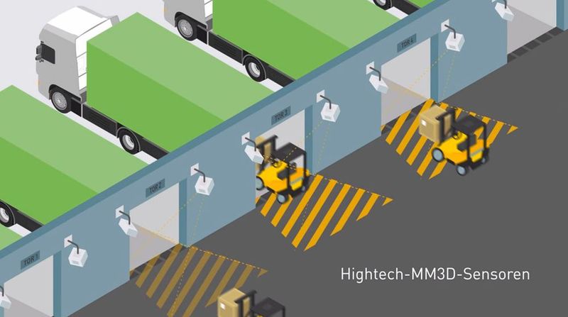 Die erste 3D-Vermessung von Ladegütern am fahrenden Gabelstapler kommt von der Cargometer GmbH (www.cargometer.com/de), Wien. Das Stückgut wird mit Hilfe von Sensoren beim Passieren des Ladetores direkt am Gabelstapler vermessen. Dabei entsteht kein zusätzlicher Platzbedarf, weil die Sensoren können direkt an die Wand des Terminals montiert werden können.  Auch eine Umstellung des terminalinternen Prozesses ist nicht notwendig. (Bild: Cargometer)