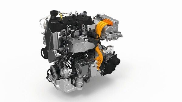 Zwischen dem TDI und dem 7-Gang-DSG angeordnet ist das eigentliche Hybridmodul mit Elektromotor und Kupplung: dieses Modul wurde anstelle des üblichen Schwungrades in das DSG-Gehäuse integriert. (Volkswagen)