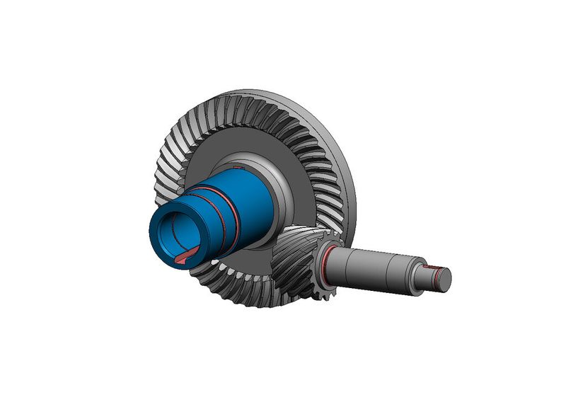 Die von SEW weiterentwickelten Spiroplanverzahnungen mit kleinen Übersetzungen (z. B. i = 3,0) erreichen einen Verzahnungswirkungsgrad bis 97 %. Hierbei mutiert das schneckenförmige Ritzel zum schrägverzahnten Stirnrad und lässt sich damit sehr wirtschaftlich herstellen. (Bild: SEW)