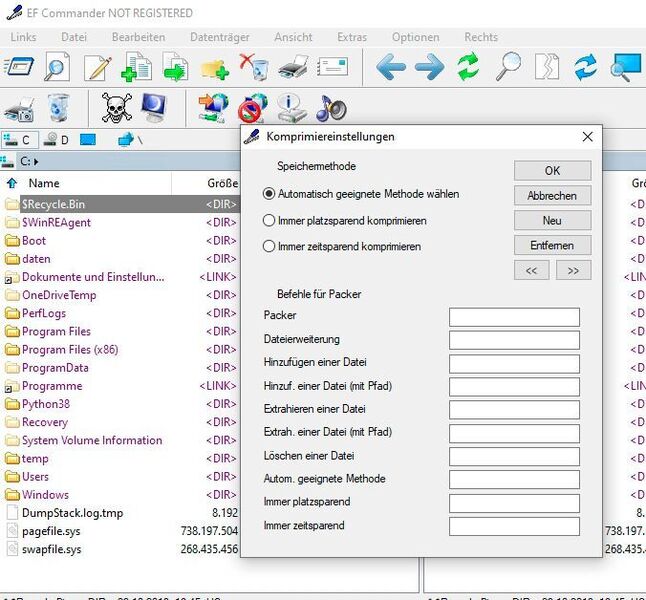 Archivierungsprogramme in EF Commander einbinden. (Joos/EF Commander (Screenshot))