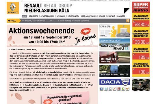 Mit ihrer Seite www.renault-koeln.de und den hinterlegten Prozessen schaffte es die Niederlassung auf den zweiten Platz beim diesjährigen Internet Sales Award. (Archiv: Vogel Business Media)