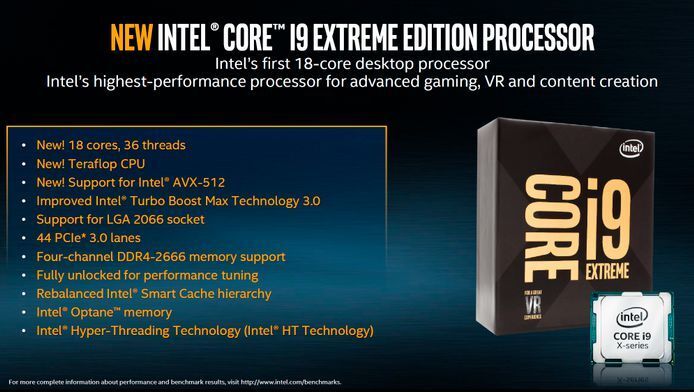 Das Spitzenmodell von Intels Highend-Desktop-CPUs (HEDT) ist der i9-7980XE mit 18 Prozessorkernen und 36 Threads. (Intel)