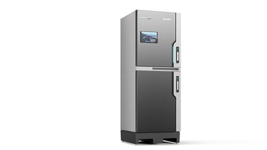 Das Aggregat CytroBox benötigt nur noch 0,5 anstelle der bisherigen 2 m² Aufstellfläche. Das Ölvolumen im Tank reduziert sich von 600 auf 150 l.(Bild:  Bosch Rexroth)