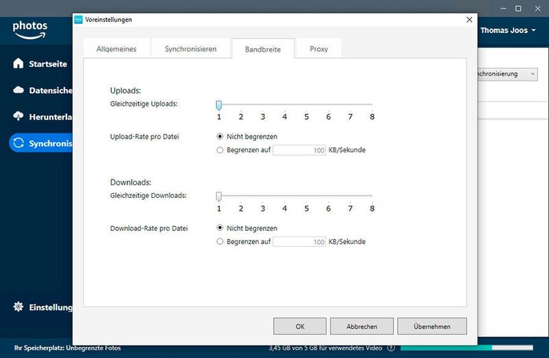 Anpassen der Bandbreite zur Synchronisierung. (Amazon/Joos)