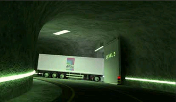 Abbildung 2: Die Zufahrtswege zu den 75 einzelnen Kammern sind so breit, dass zwei Lastwagen nebeneinander Platz haben. (Bild: Rittal/Lefdal Mine)