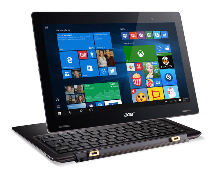 Für den Stand-Modus kann das Tablet auch um 180 Grad gedreht mit dem Keyboartd-Dock verbunden werden. (Bild: Acer)
