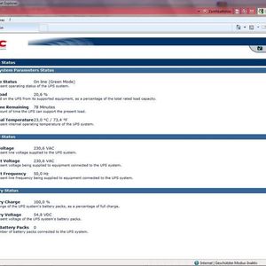 Abbildung 1: Der Statusbildschirm erscheint nach dem Einloggen in die PowerChute-Seite.