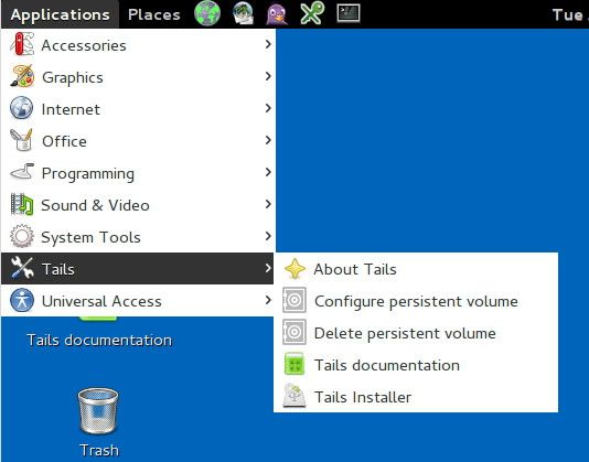 Wenn Tails über einen USB-Stick oder eine SD-Karte startet, können Anwender über „Applications\Tails\Configure persistent volume“ auf dem USB-Stick oder der SD-Karte einen gesicherten Datenspeicher erstellen, in dem auch Daten und Einstellungen gespeichert werden können. (Bild: Thomas Joos)