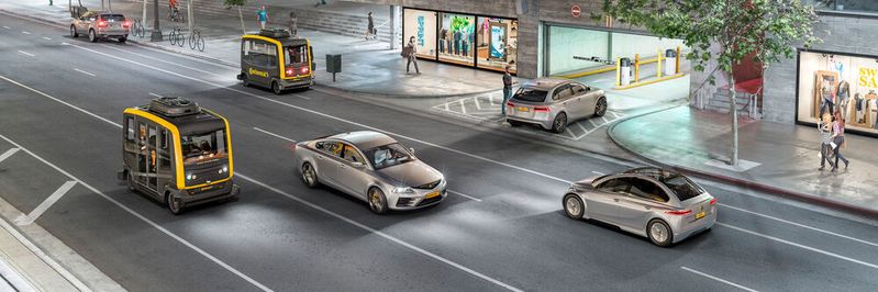Autonomes Fahren mit 6G: Damit Fahrzeuge ihre Umgebung wahrnehmen und mit ihr interagieren können, muss sowohl die Kommunikation als auch die Sensorik über ein Mobilfunksignal erfolgen. (Bild:  MAGROUND GmbH)