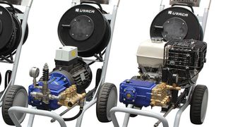 Für die Aufbewahrung des Hochdruck-Schlauchleitung steht eine am Aggregat angebrachte Schlauchtrommel zur Verfügung. (Uraca)