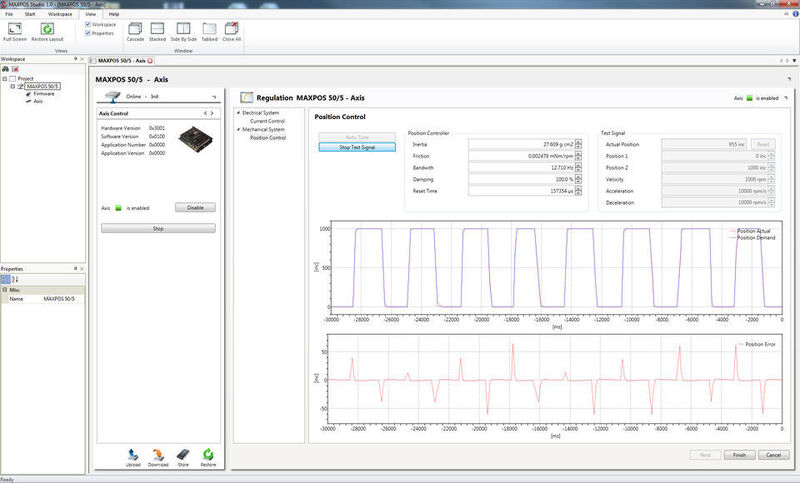 Screenshot: Maxpos Studio: Live-Trace-Plot des Positionsreglers. (Bild: Maxon Motor)