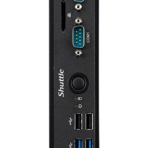 Zur Schnittstellenpalette der lüfterlosen Slim-PCs von Shuttle zählen sogar noch zwei serielle Schnittstellen.