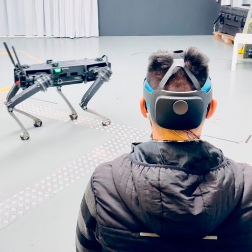 A new sensor design integrated into a blue headband was used to wirelessly control a robot using only brain waves. A new sensor design integrated into a blue headband was used to wirelessly control a robot using only brain waves.