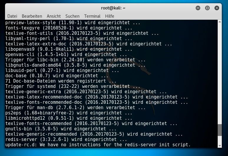Als nächstes wird apt-get install openvas verwendet, um die Software zu installieren. Der Assistent installiert gleich die aktuelle Version 9.0.  Nach der Installation wird OpenVAS zunächst mit openvas-start und openvasmd --rebuild eingerichtet. (Th. Joos)