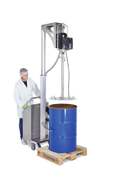 The newly developed drum emptying system with a follower plate from Lutz. (Lutz Pumpen)