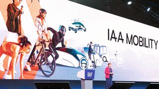 Hildegard Müller, Chefin des VDA, bei der Eröffnungsfeier der IAA Mobility. (Oliver Tamagnini)