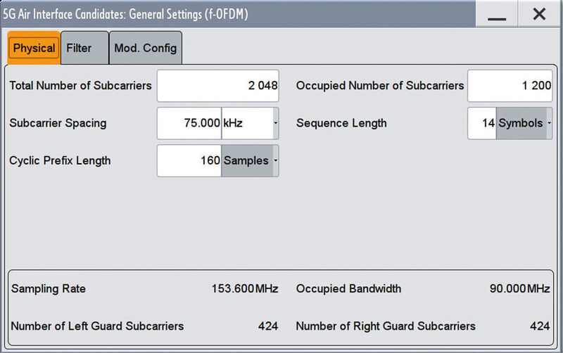 Bild 1:  PHY-Parameter des proprietären Verizon-Wireless-5G-Signal. (Rohde & Schwarz)