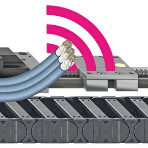 Smart Plastics eliminieren ungeplante Ausfallzeiten von Anlagen: Die intelligente Drylin-Linearführung, die intelligente Energiekette und die intelligente Leitung überwachen sich permanent selbst und ermöglichen so eine vorausschauende Planung von Wartung und Austausch.(Bild:  Igus)