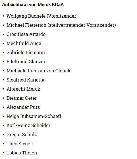 Der Aufsichtsrat von Merck. (PROCESS)