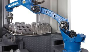 Die schlanke Bauform der neuen Yaskawa-Roboter prädestiniert sie für Einsätze unter beengten Platzverhältnissen wie beim Be- und Entladen von Werkzeugmaschinen. (Yaskawa)