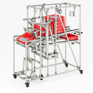 Eine Karakuri/LCA-Lösung entsteht innerhalb weniger Tage, ist kostengünstiger als konventionelle Automationsprojekte und kann Produktionsabläufe optimieren.(Bild:  Item)